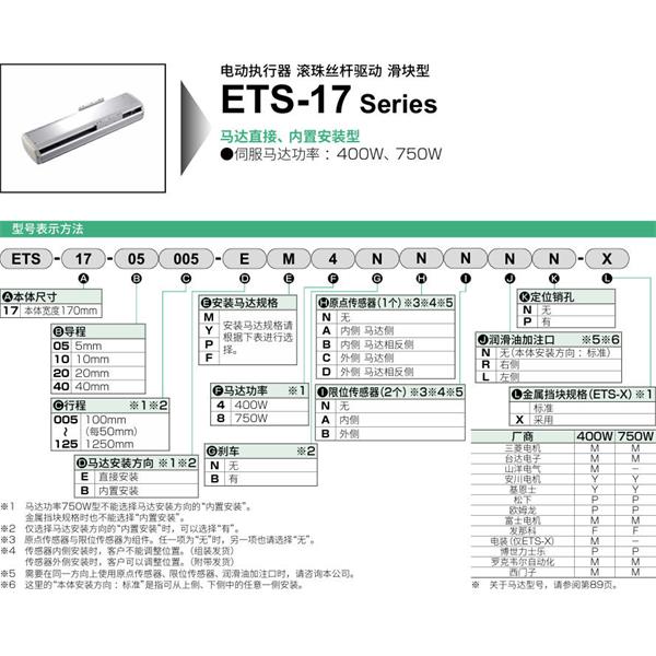 CKD喜開理電動執行器（無馬達型）滑塊型ETS-17-40010-EM4NNNNN