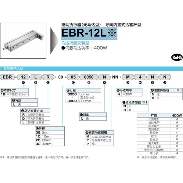 CKD喜開理電動執行器（無馬達型）滑塊型EBR-12LLER-00-200800NNN-P2CB