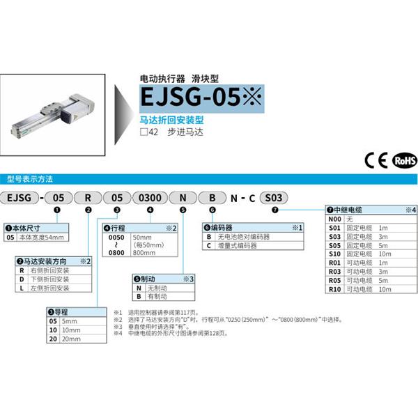 CKD喜開理電動執行器（無馬達型）滑塊型EJSG-05R050050NBN-CR01