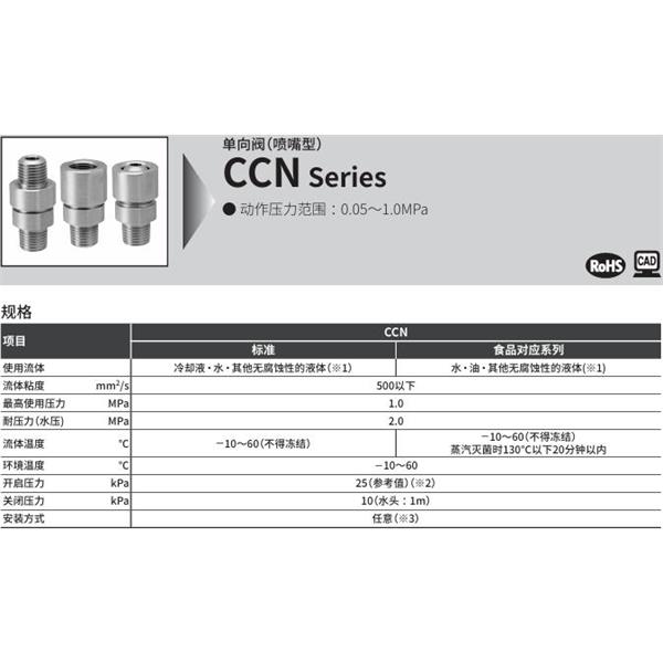 CKD喜開理單向閥（噴嘴型）CCN-08H-4