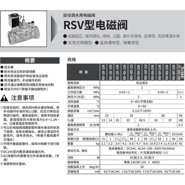 CKD喜開理自動(dòng)灑水用樹脂制電磁閥RSV-80A-210K-P-AC200V