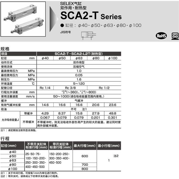CKD喜開理SELEX氣缸SCA2-T-FA-40B-100-SI